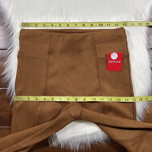 Spanx Size Small Petite Rich Caramel Faux Suede Leggings Pants - Picture 3 of 9